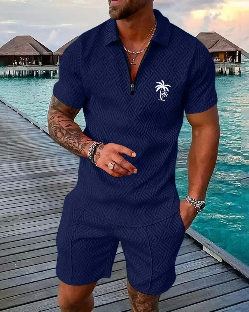 Camisa polo Suitmens para uso diario casual Collar Zipper Set 214 para hombre