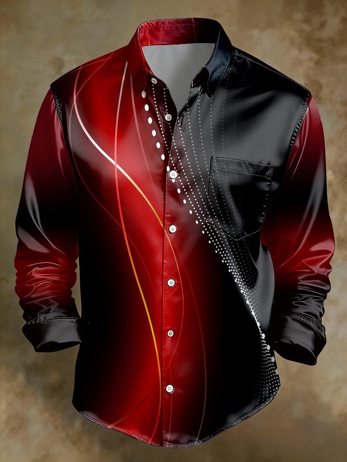 Casual retro degradado Pockecamiseta para hombre