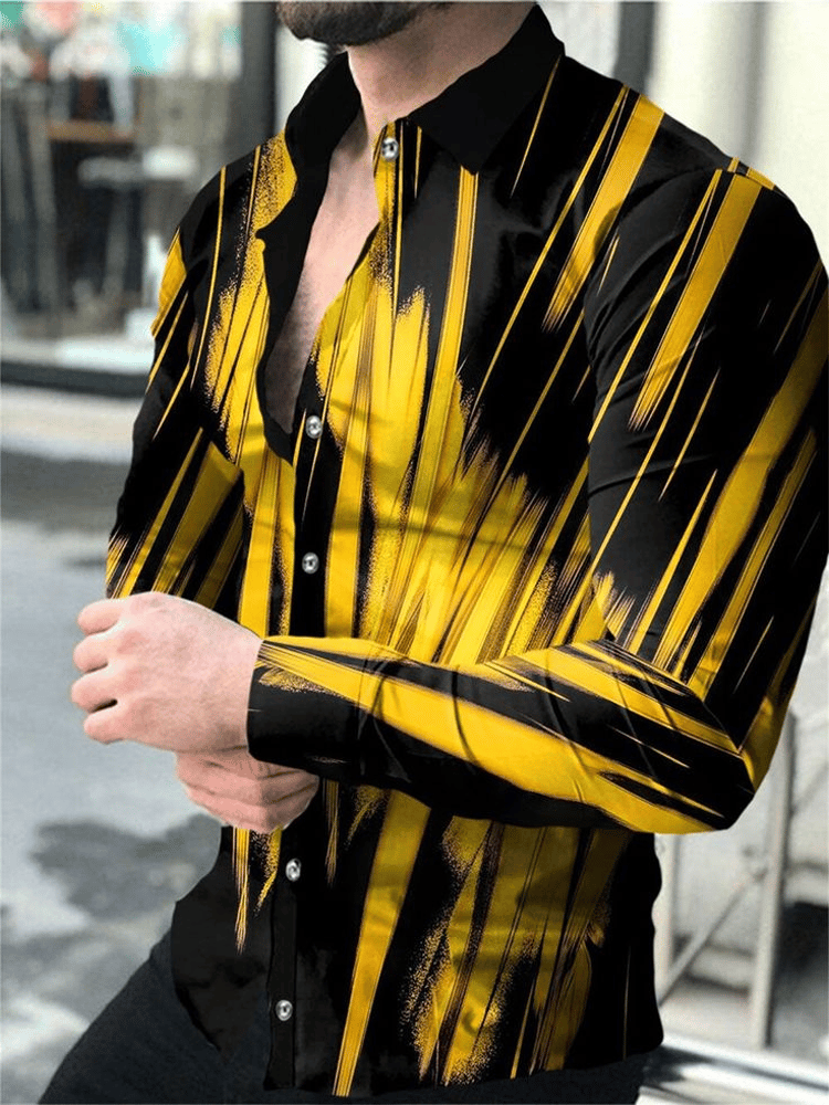 Camisa ejecutivo casual a rayas de manga larga para hombre