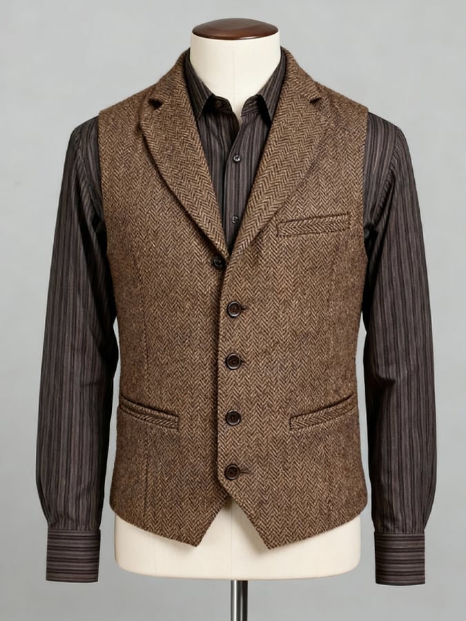 Chaleco Basic casual Herringbone diseño Sleeveless de algodón para hombre