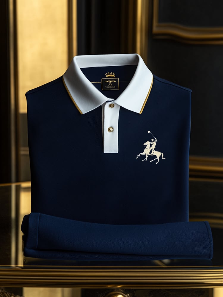 Camisa polo clásico ejecutivo Check Logo Button de manga corta para hombre