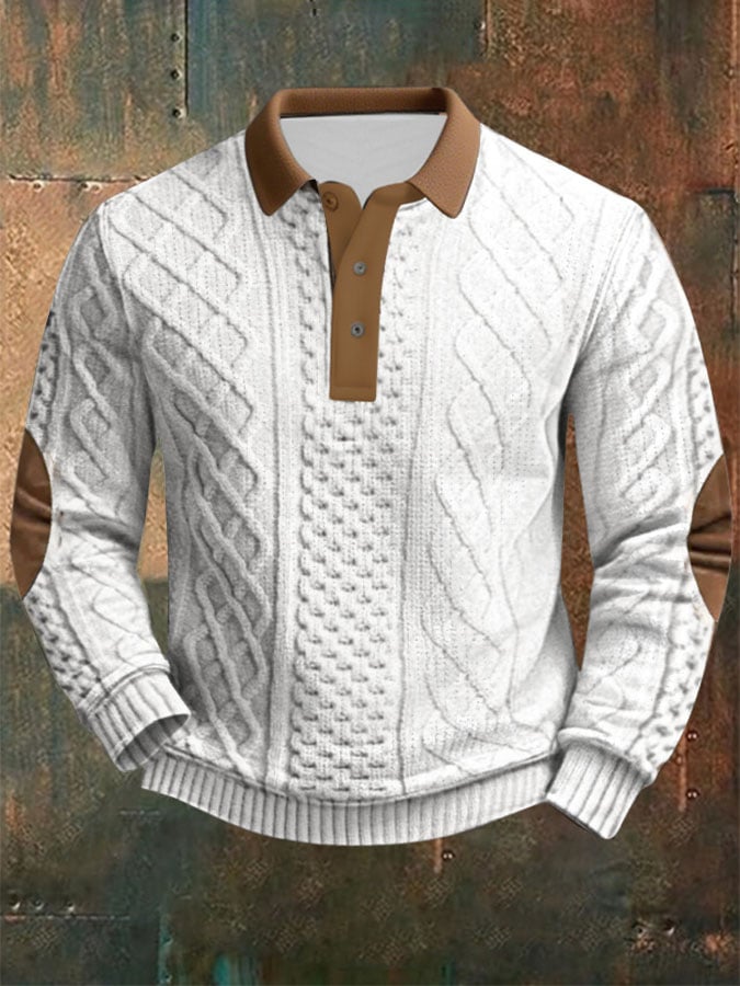 Sudadera Cable texturizado estampado casual para hombre