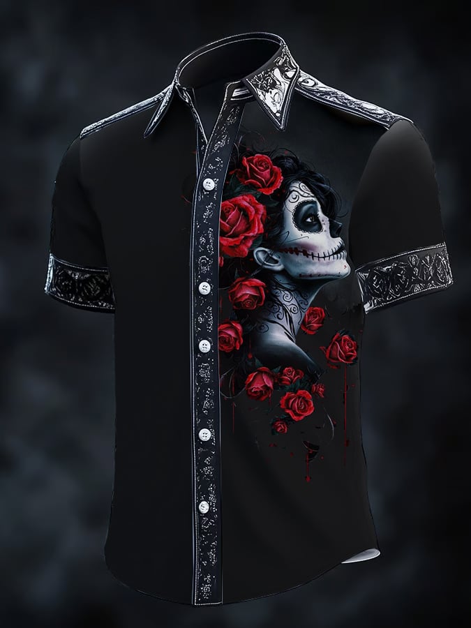 Camisa Gothic Dark de manga corta para hombre
