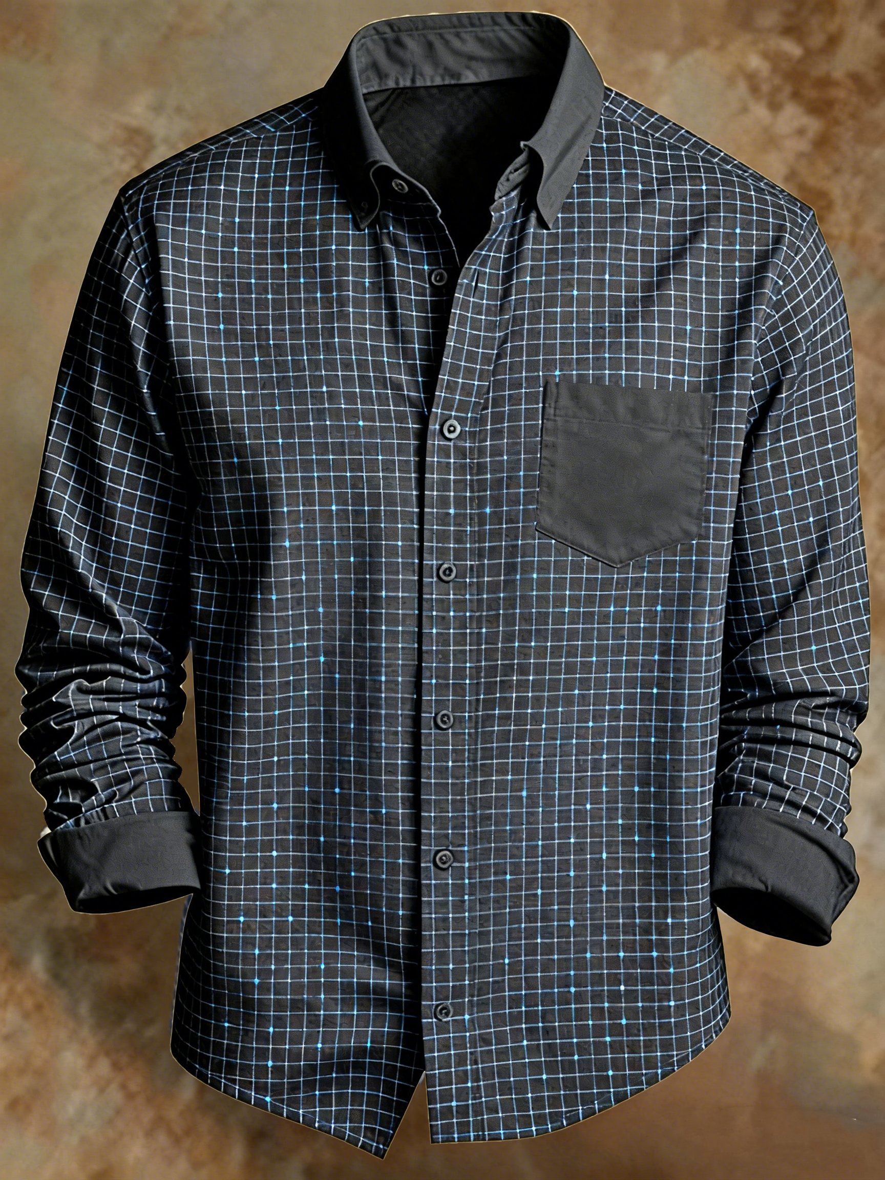 Camisa retro Abstract Art estampado diseño ejecutivo Style para hombre