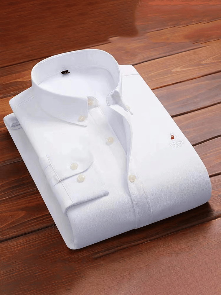 Camisa Thick de algodón bordado de manga larga ejecutivo para hombre