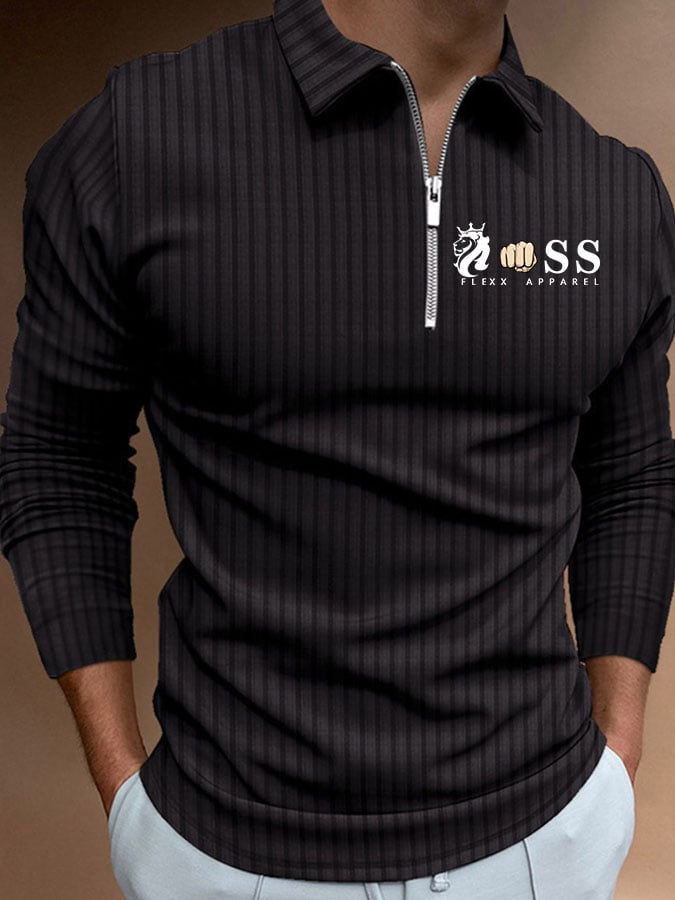 Camisa polo Letter rayas estampado Pullover casual para hombre