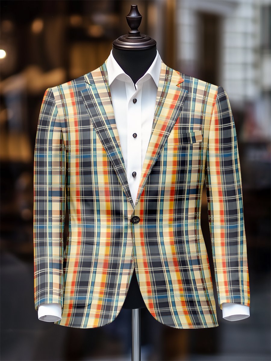 Saco retro casual a cuadros para hombre