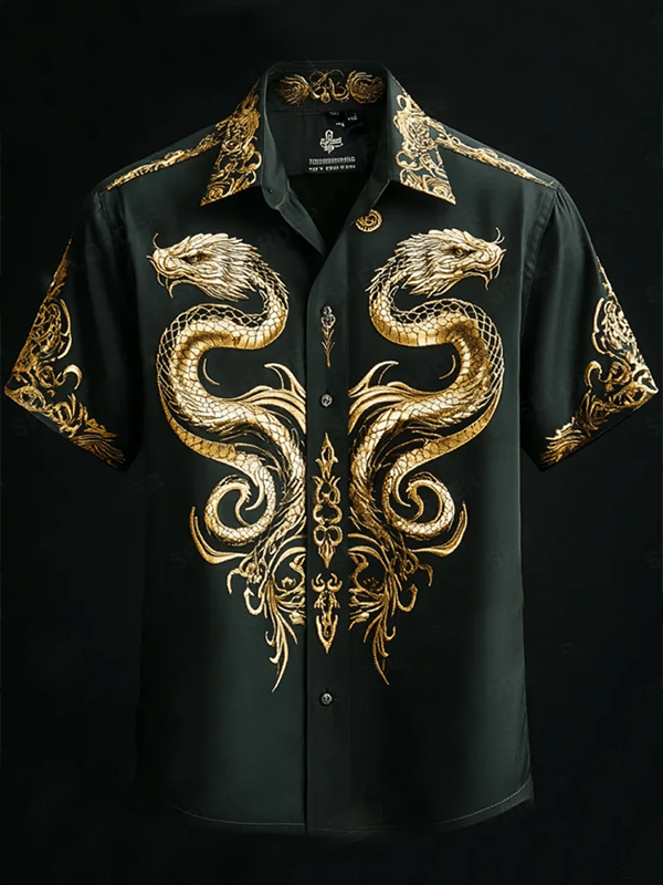 Camisa satén de manga corta para hombre