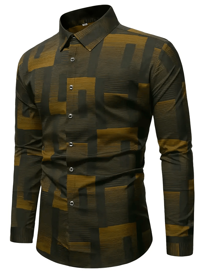 Camisa geométrico Design ejecutivo casual para hombre