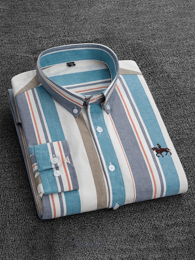 Camisa de algodón Oxford de manga larga ejecutivo para hombre