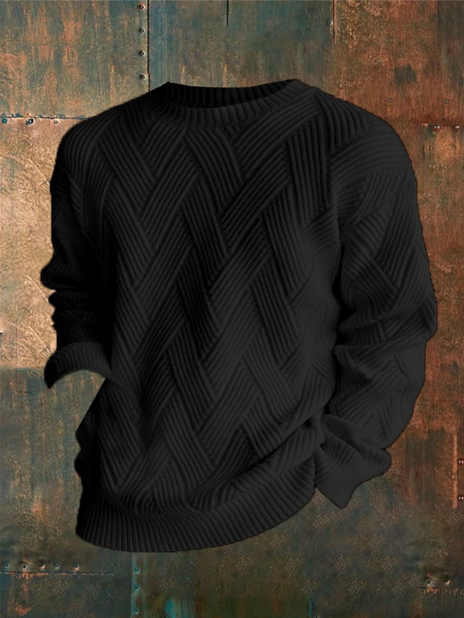 Sudadera a cuadros estampado Round Neck casual para hombre