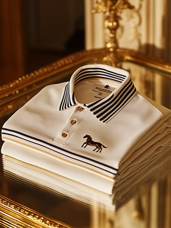 Camisa polo retro ejecutivo rayas estampado de manga larga para hombre