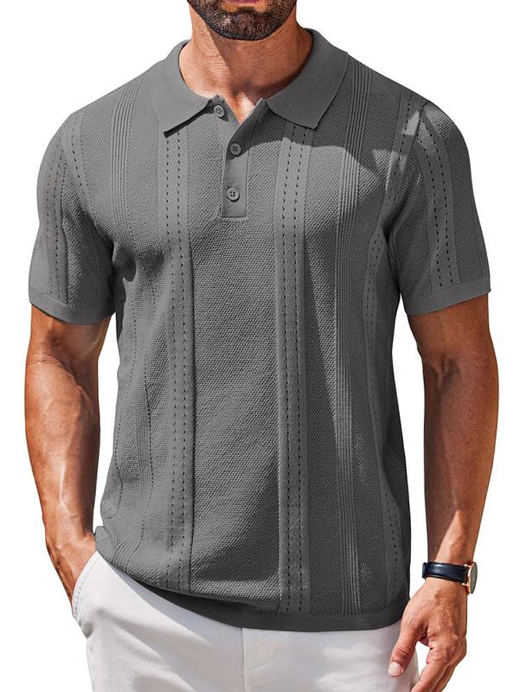 Camisa polo ejecutivo casual a rayas Sleeve para hombre