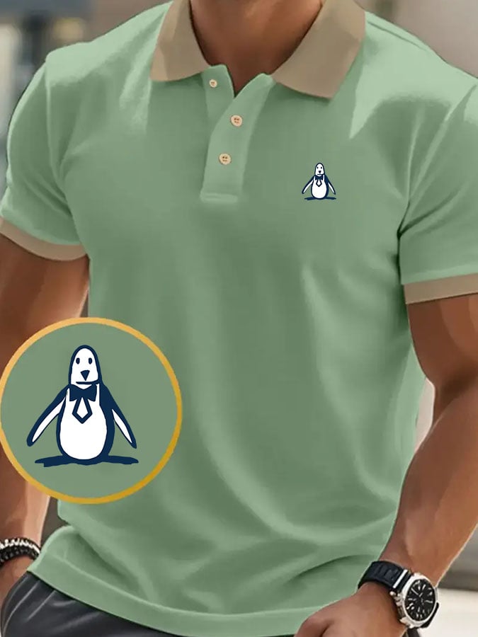 Camisa polo clásico casual ejecutivo de moda en bloques de color para hombre