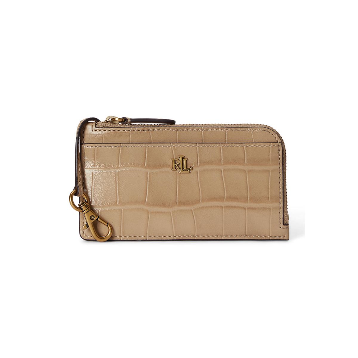 Croc-Embossed Leather L-Zip Card Case - 4