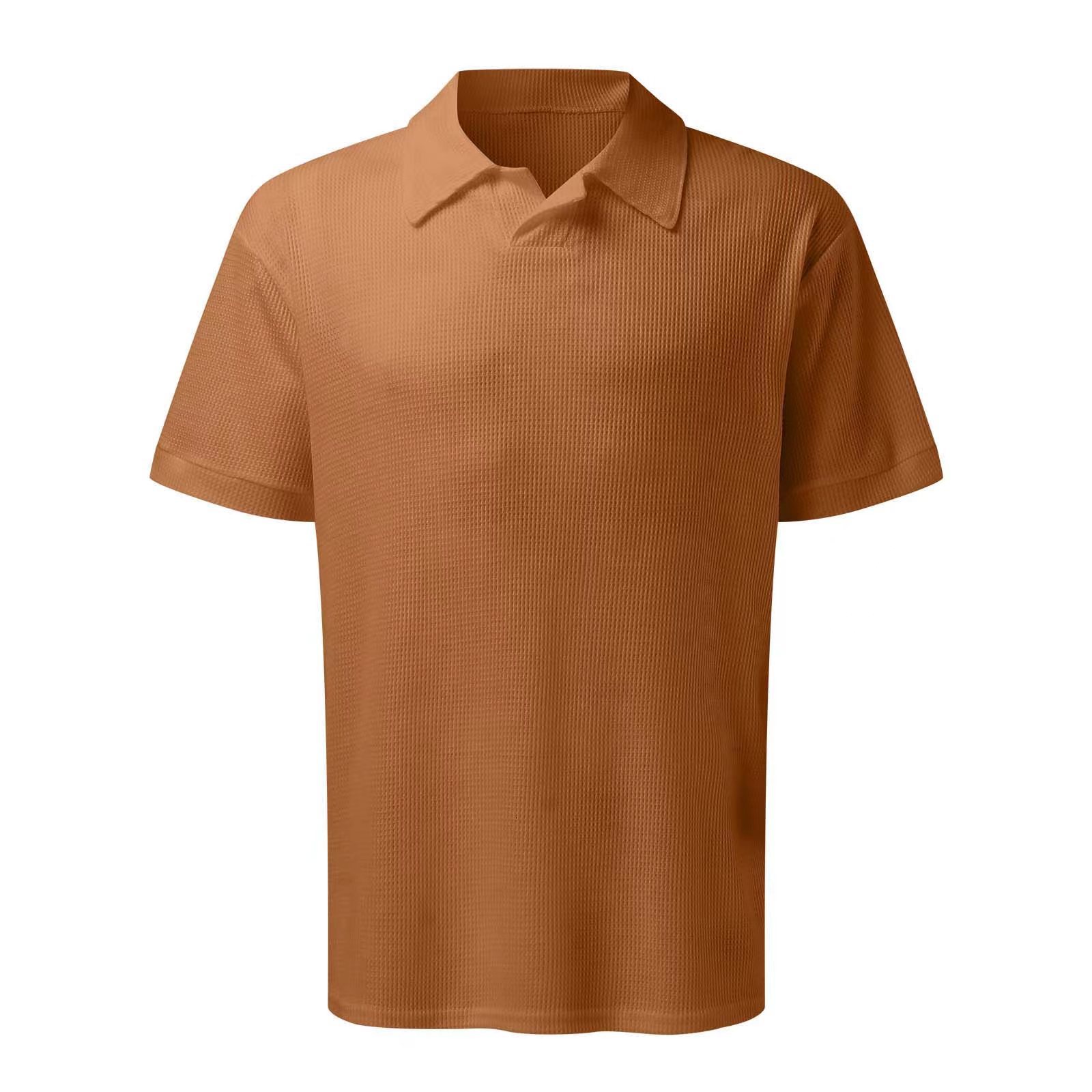 Camisa polo Suitmens Brown tejido V-Neck para hombre