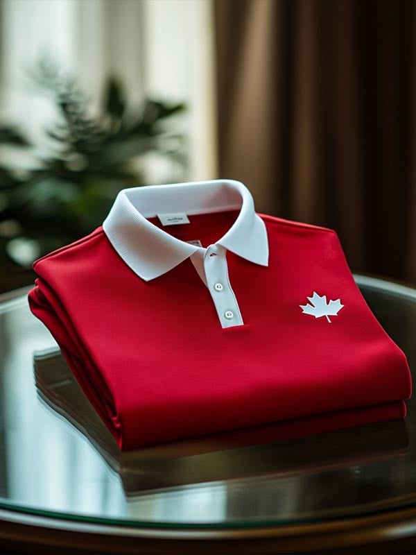 Camisa polo Maple Leaf estampado ejecutivo casual de manga corta para hombre