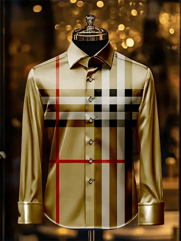 Camisa rayas estampado ejecutivo de manga larga para hombre