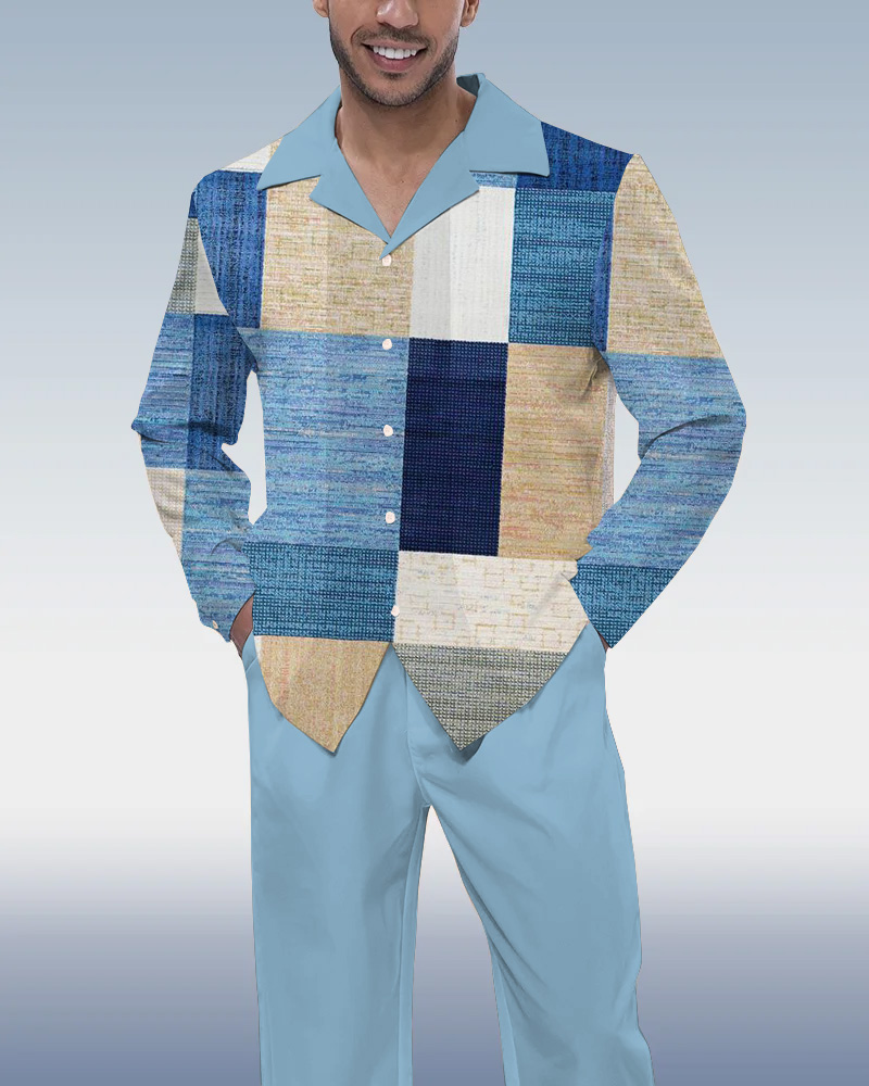 Colorblock estampado de manga larga Walking Suit para hombre
