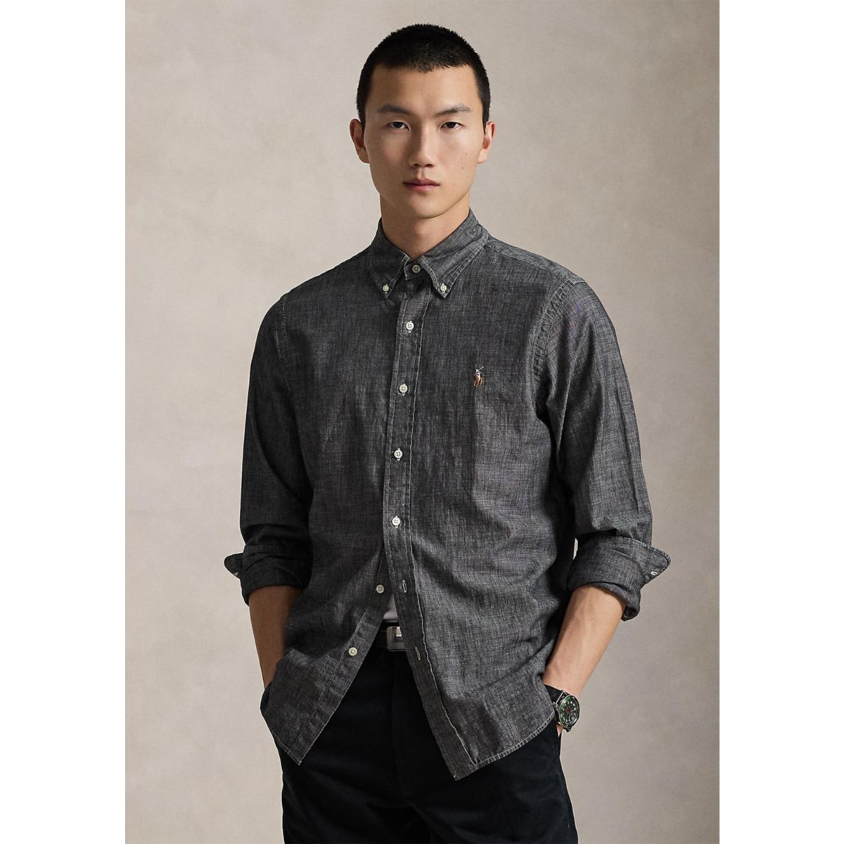 Classic Fit Chambray Shirt - 1