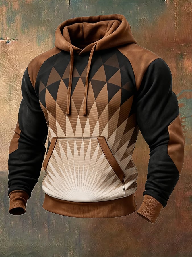 para hombre retro Distressed en bloques de color Print casual de manga larga Sweacamiseta