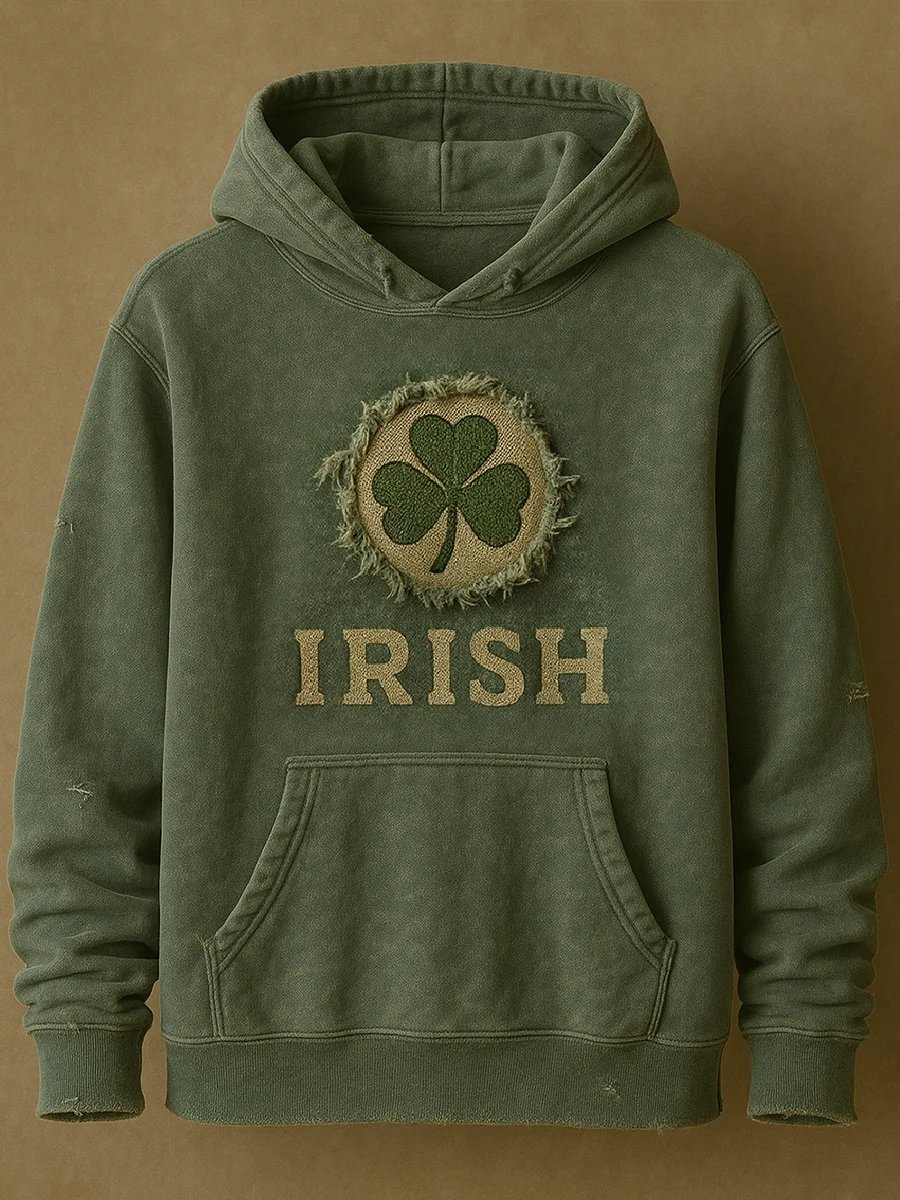 St. Patrick's Day retro Art estampado cuello redondo Top para hombre