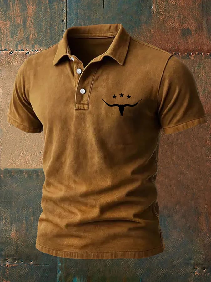 para hombre Western retro Print camisa polo