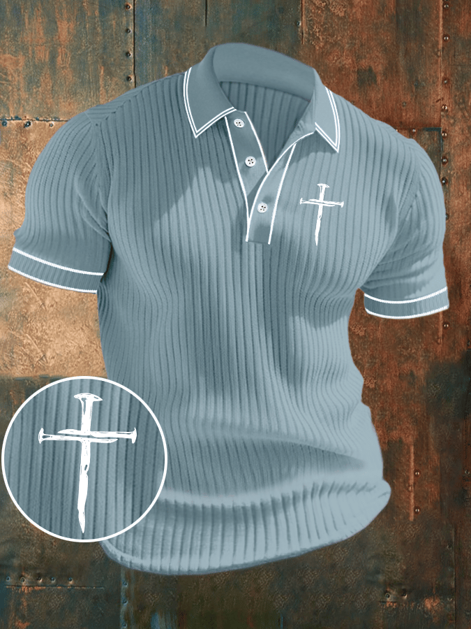 Camisa polo Faith estampado acanalado jacquard casual para hombre