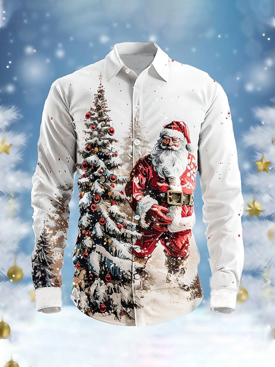 Camisa Santa Claus de manga larga para hombre