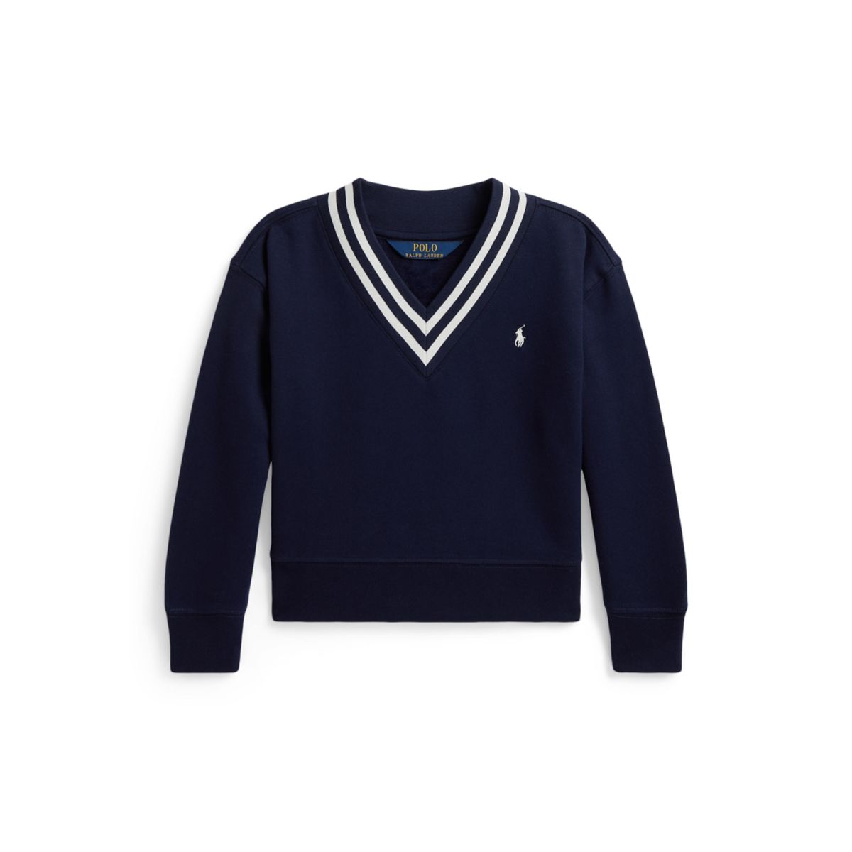 Girls 2-6x Striped Fleece V-Neck Sweatshirt - 1