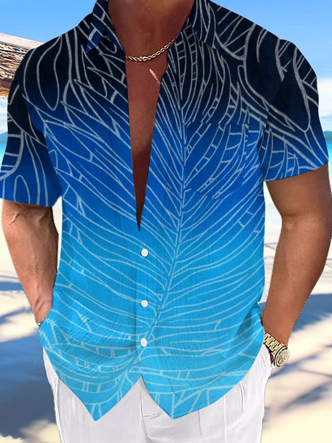 Camisa Resort Hawaiian estampado casual de manga corta para hombre