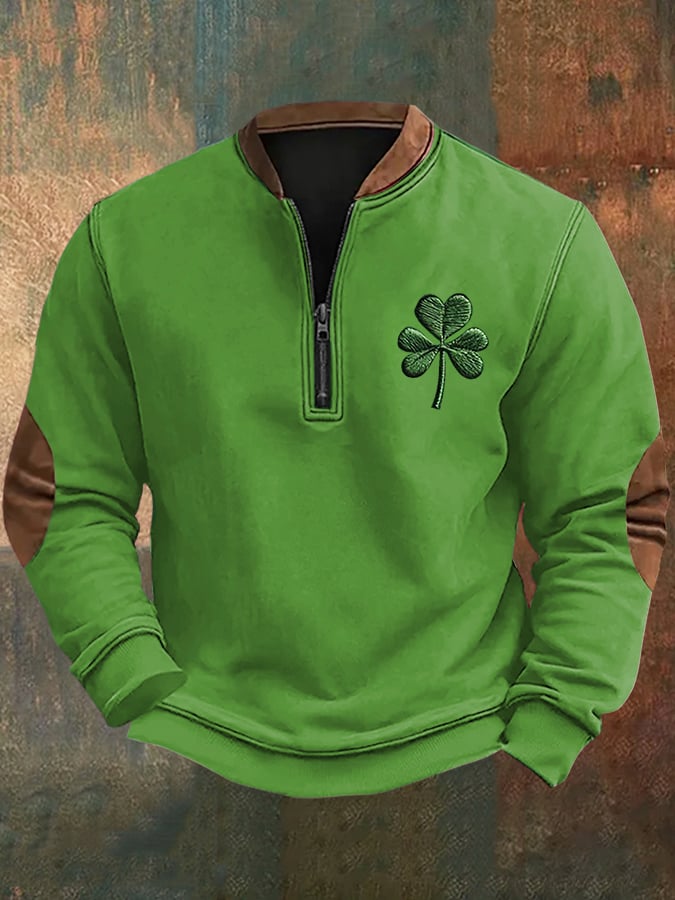Sudadera St. Patrick's Day estampado con cierre para hombre
