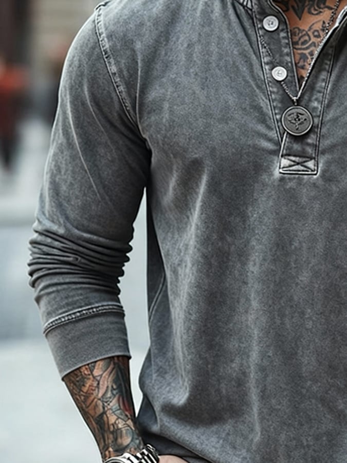 Sudadera vintage Washed and desgastado para exterior con cierre con gorrasucha para hombre