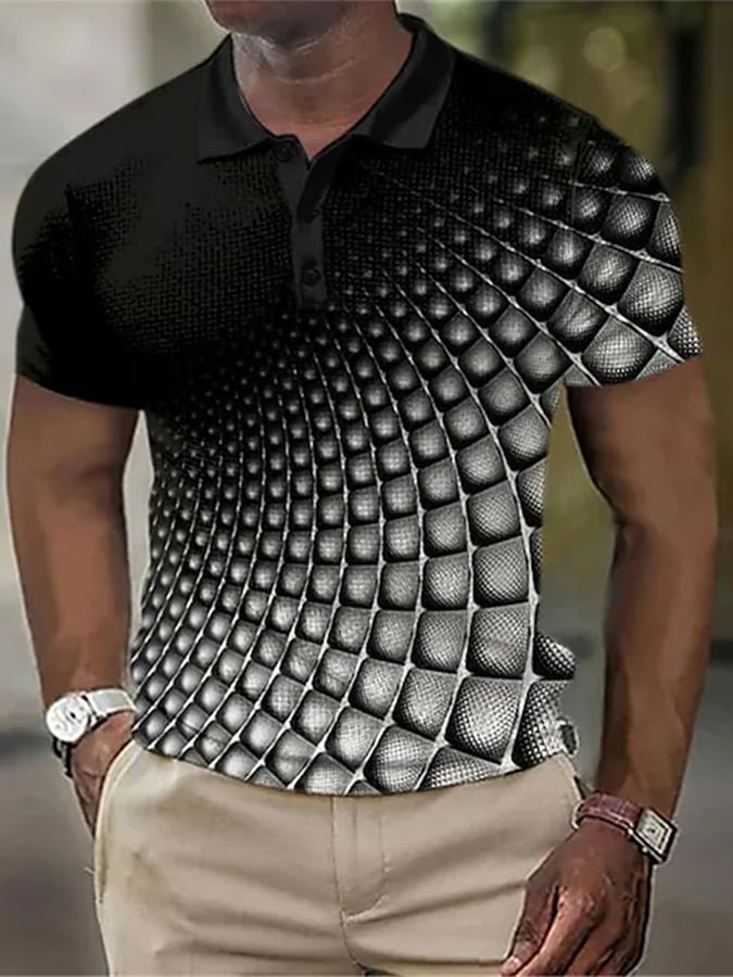 Estampado Lapel de manga corta Polo Top