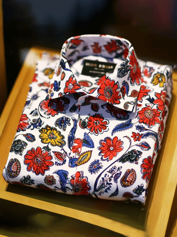 Camisa ejecutivo de lujo floral estampado de manga corta para hombre