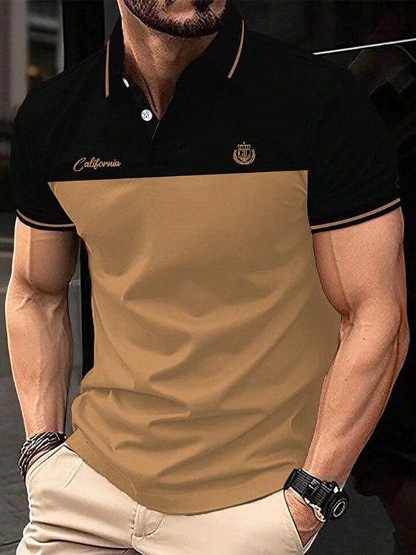 Camisa polo ejecutivo Logo con botones de manga corta para hombre