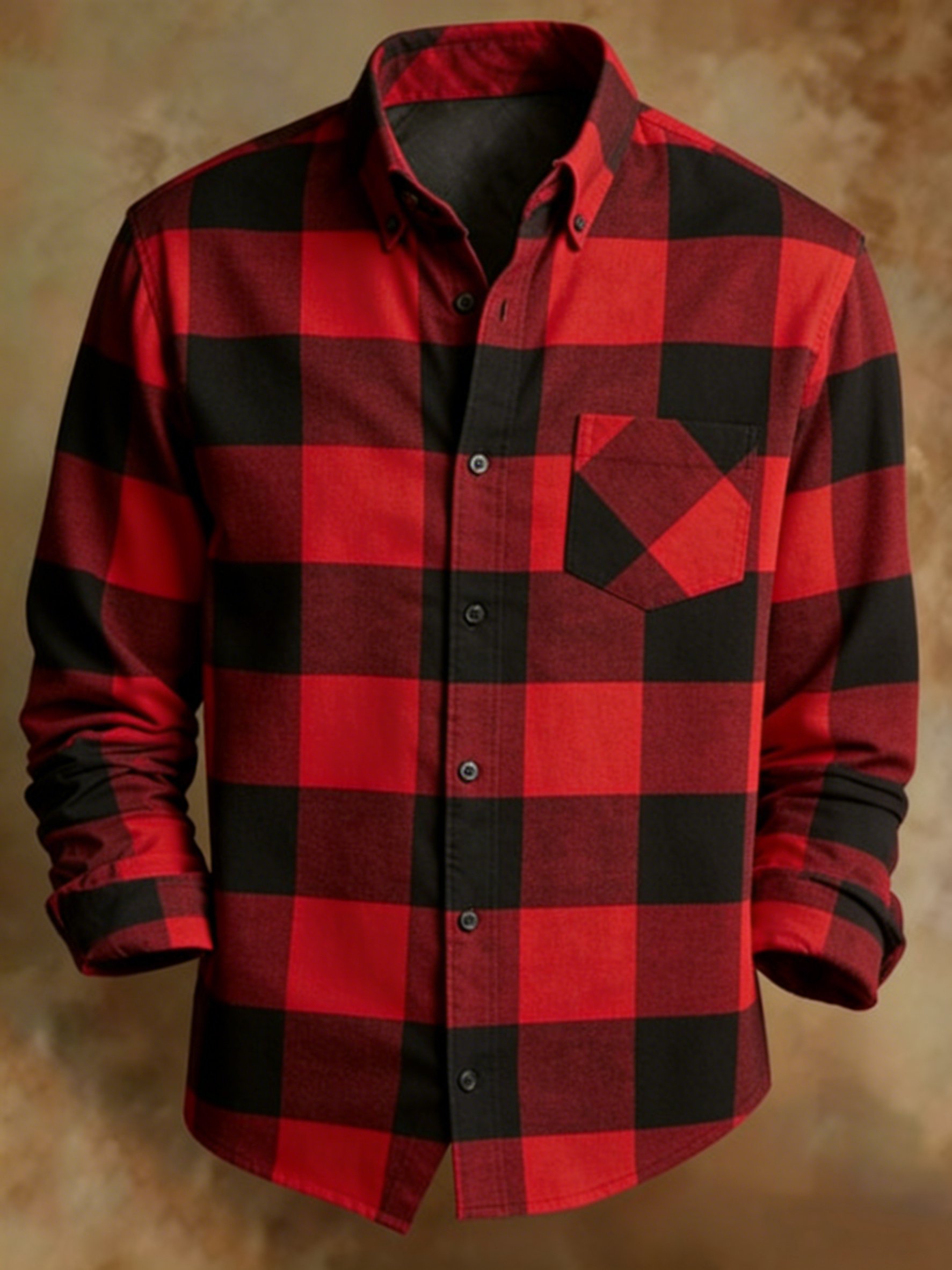 Camisa retro Abstract Art estampado a cuadros diseño ejecutivo Style para hombre