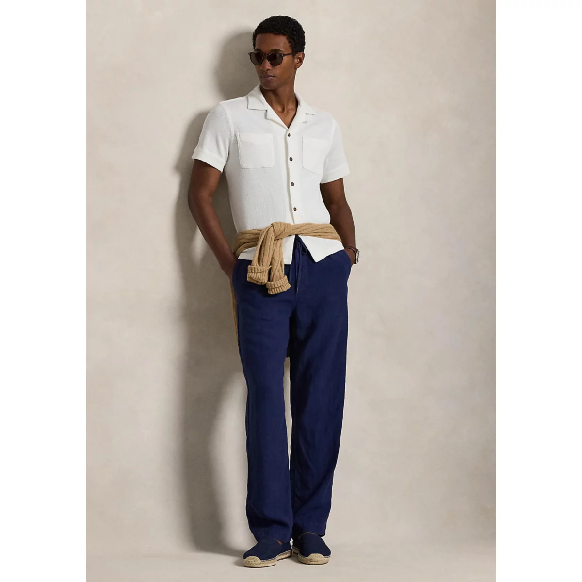Waffle-Knit Cotton-Linen Camp Shirt - 4