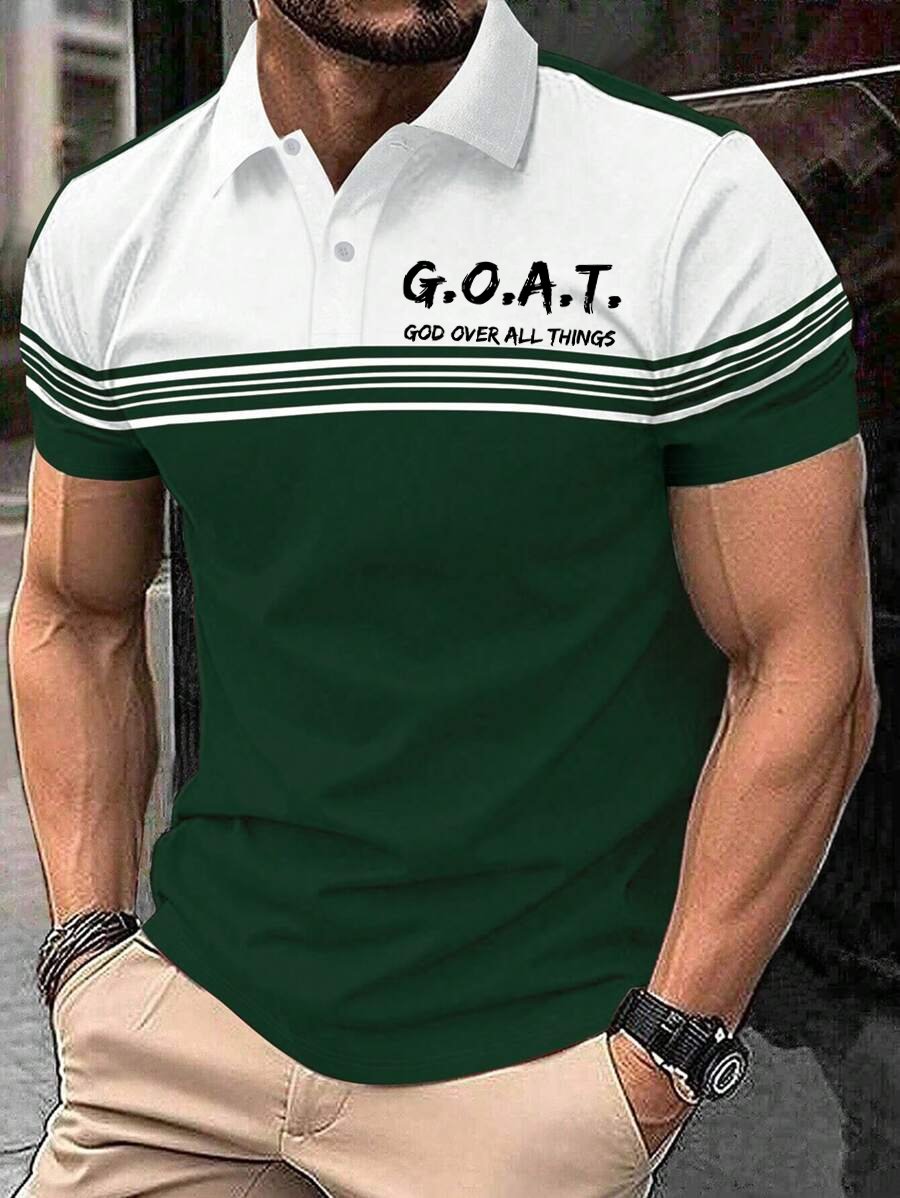 Camisa polo retro Faith casual estampado para hombre