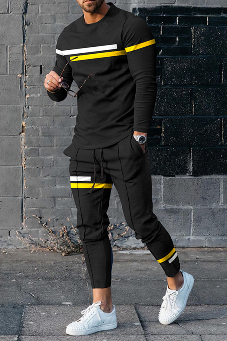 Conjunto de dos piezas Black Geometry camiseta And pantalón