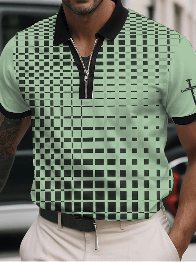 Camisa polo Faith estampado casual con cierre para hombre