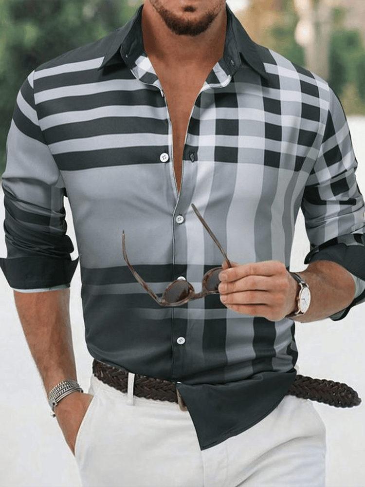Camisa a cuadros ejecutivo de manga larga para hombre