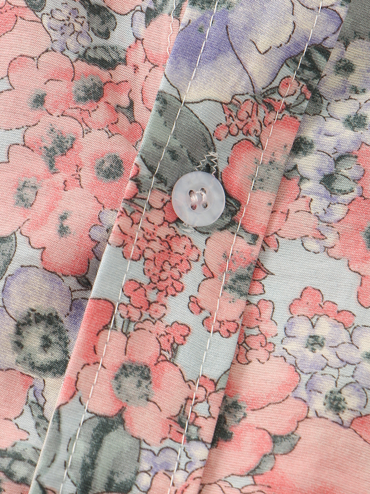 Camisa vintage floral estampado Summer casual Pink de manga corta para hombre