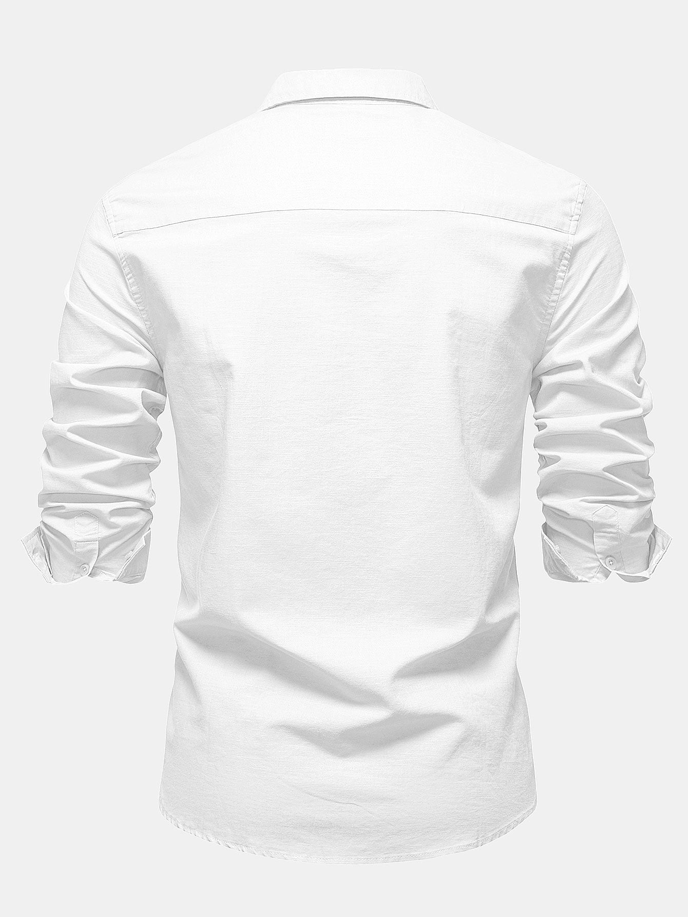 Camisa de manga larga de lino de algodón Blend With Pocket