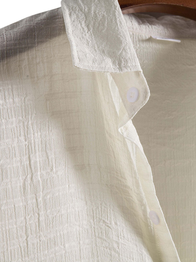 Camisa Textured Fabric de manga corta
