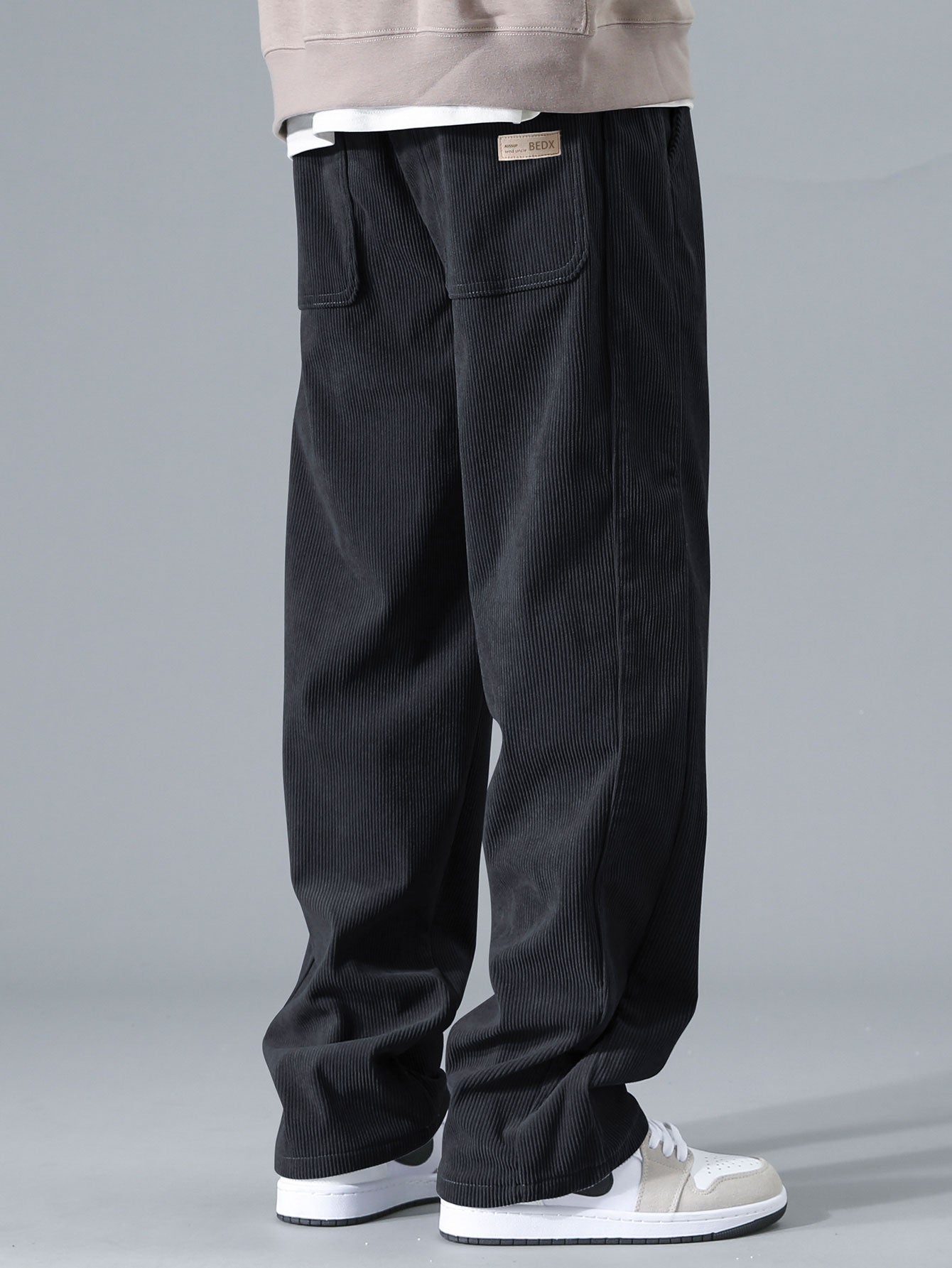Sudadera Relax Fit Contrast Corduroy Polo Collar & Straight Leg Corduroy pantalón