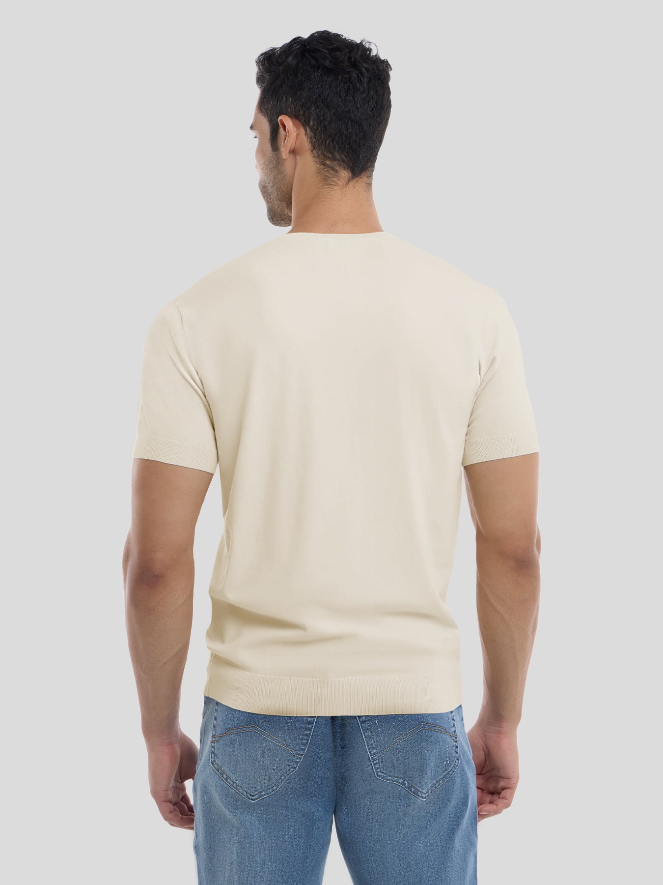 Camiseta Gentletejido de manga corta V-neck tejidoted