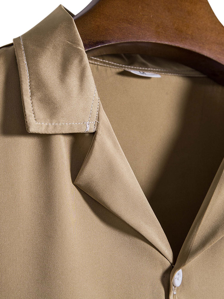 Camisa Satin Revere Collar