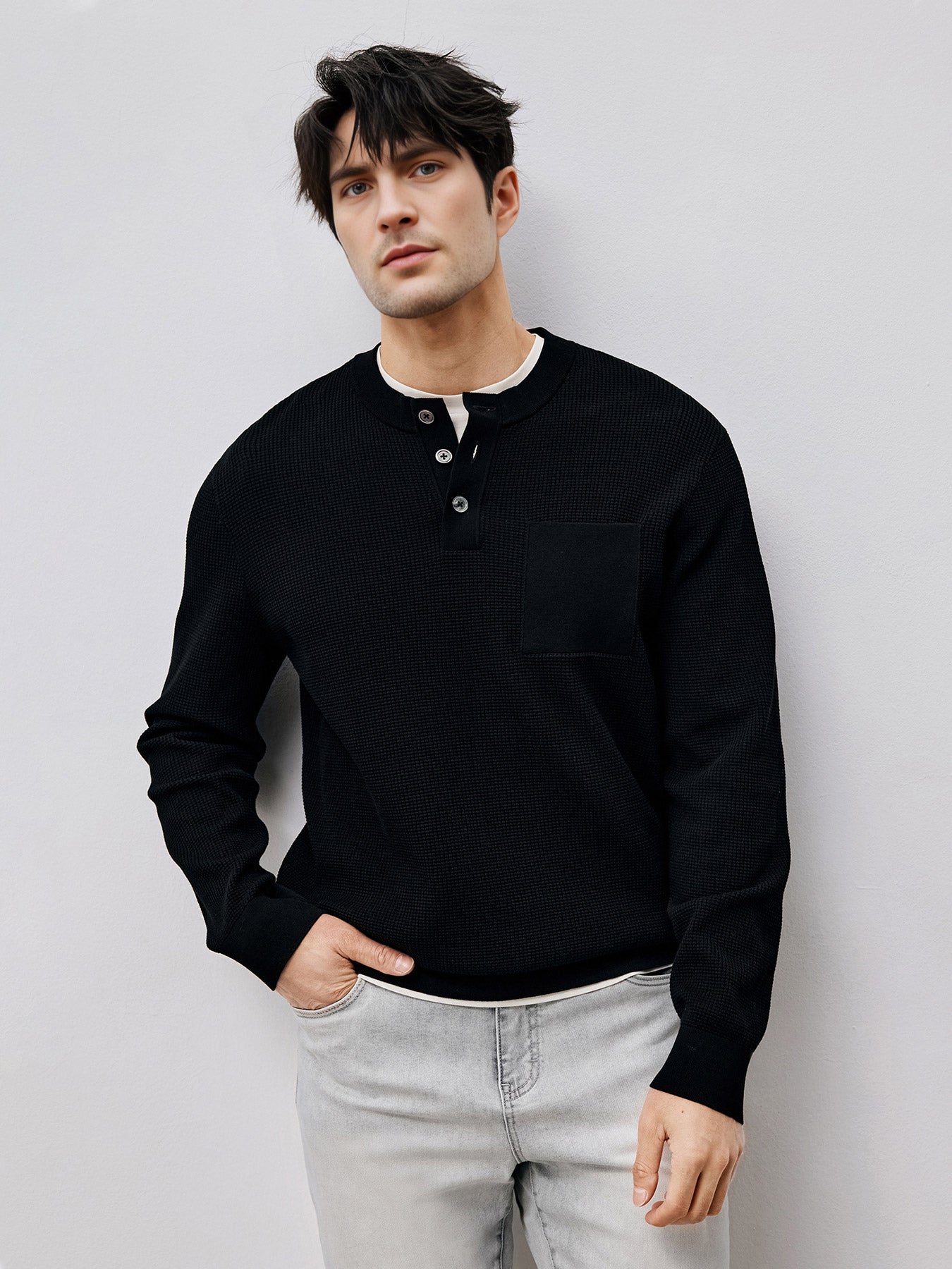 Gentletejido Buttoned Waffle Sweater