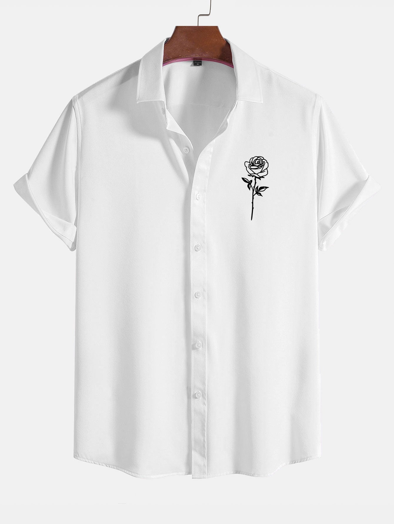 Rose estampado de manga corta camisas